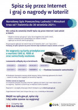 Plakat z informacją o nagrodach w spisie