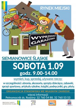 W sobotę od godz 9.00 do 14.00 na Rynku Miejskim odbędzie się wyprzedaż garażowa.