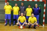 Drużyna Samorządowcy stojąca w bramce podczas XXIX barbórkowego Turnieju Piłki Nożnej
