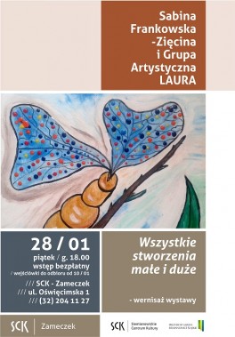Plakat z reprodukcją obrazu artysty z Grupy Artystycznej Laura przetstawiającego…