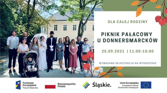 Plakat zapraszający na Piknik w Pałacu Donnersmarcków