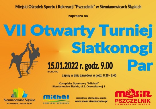Plakat zapraszający na VII Otwarty Turniej Siatkonogi Par