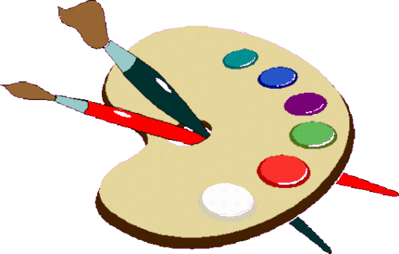 Paleta z farbami i pędzle - grafika
