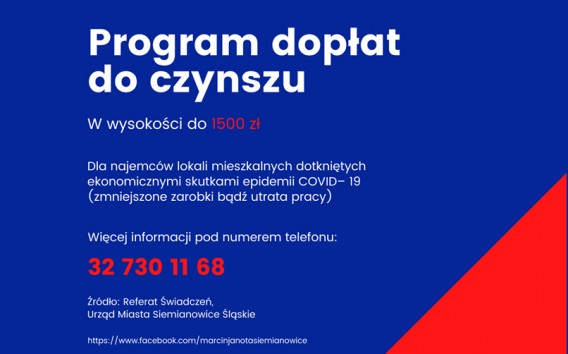 Grafika ze szczegółami dotyczącymi rządowego programu dopłat do czynszu.