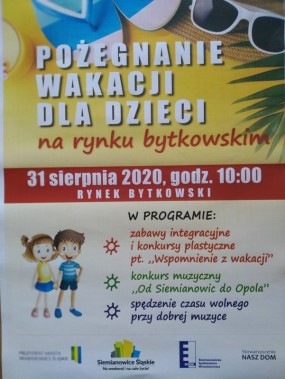 Pożegnanie wakacji dla dzieci na Rynku Bytkowskim - plakat