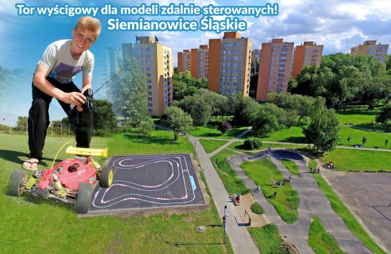 Grafika promocyjna Tor dla samochodów zdalnie sterowanych w Siemianowicach Śląskich