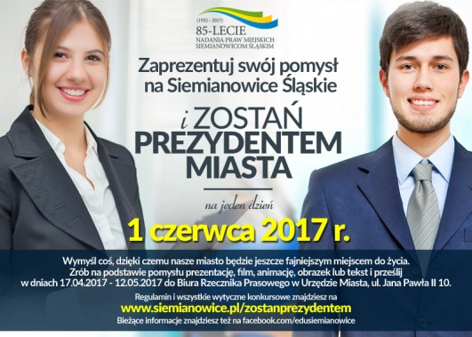 Plakat reklamujący konkurs "Mój pomysł na nowoczesne Siemianowice"
