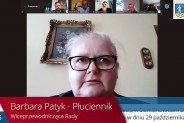 Zrzut ekranu z XXIII sesji Rady Miasta. Widoczna radna Barbara Patyk-Płuciennik.