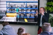Wykład Łukasza Lamży na temat najnowszych technologii, testów i badań robotów humanoidalnych