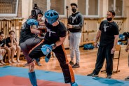 Młodzi uczestnicy turnieju walczą o Puchar Siemianowic w Taekwondo