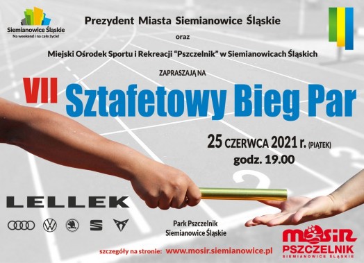 Plakat zapraszający do udziału w VII Sztafetowym Biegu Par