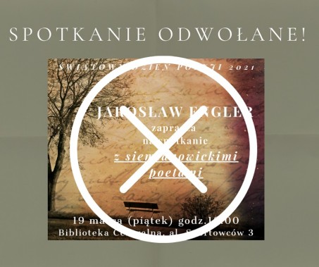 Przekreślony plakat informujący o spotkaniu