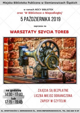 Warsztaty szycia toreb - plakat