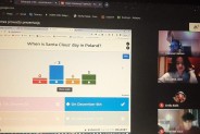 Monitor z jednym z pytań dot. świąt