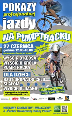 Plakat - zaproszenie na Rowerowe Zawody na Pumptracku.