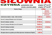 Cennik siłownia MOSiR "Pszczelnik" w Parku Pszczelnik