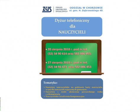 Dyżur telefoniczny dla nauczycieli - plakat