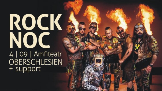 Plakat reklamujący imprezę RokNoc w siemianowickim amfiteatrze w Parku Miejskim.