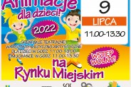 Plakat zapraszający na animacje na Rynku Miejskim