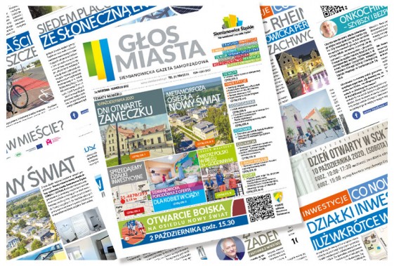 Grafika dotycząca wrześniowego wydania Głosu Miasta, siemianowickiej gazety samorządowej.