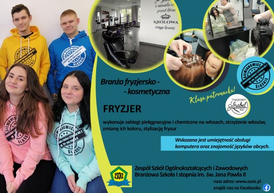 Plakat z ofertą zawodową szkoły