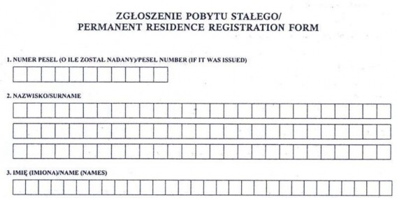 Formularz meldunkowy