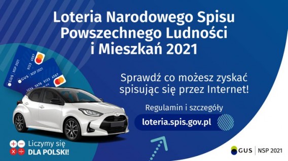 Plakat z samochodem - jedną z nagród w loterii