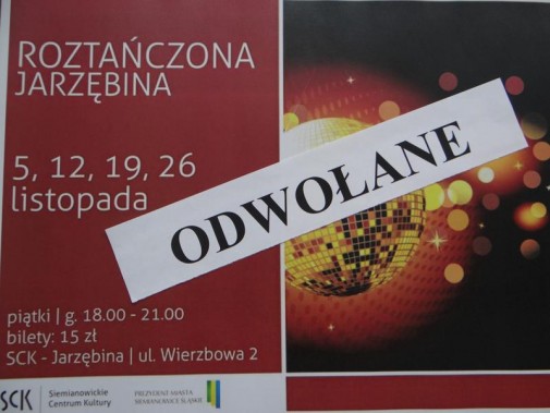Plakat o odwołaniu imprezy