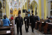 Uroczyste wyprowadzenie sztandaru górników ze związku zawodowego "Solidarność" kopalni Siemianowice