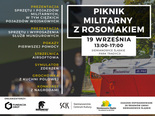 Plakat informujący o Pikniku Militarnym