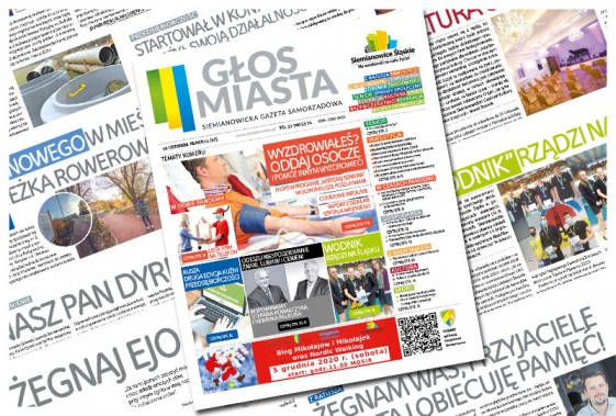Grafika zbudowana z okładek i stron Głosu Miasta.