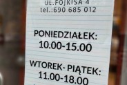 Informacja o godzinach otwarcia filii