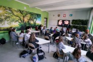 Wykład Łukasza Lamży na temat najnowszych technologii, testów i badań robotów humanoidalnych