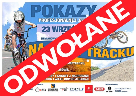Banerek odwołujący imprezę na pumptrucku