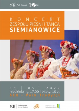 Plakat zapraszający na koncert Zespołu Pieśni i Tańca Siemianowice