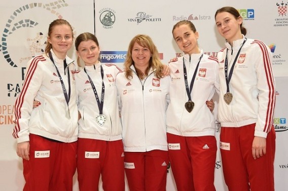 Siemianowiczanka Basia Brych (pierwsza z lewej) Drużynową Mistrzynią Europy Juniorek w Szpadzie