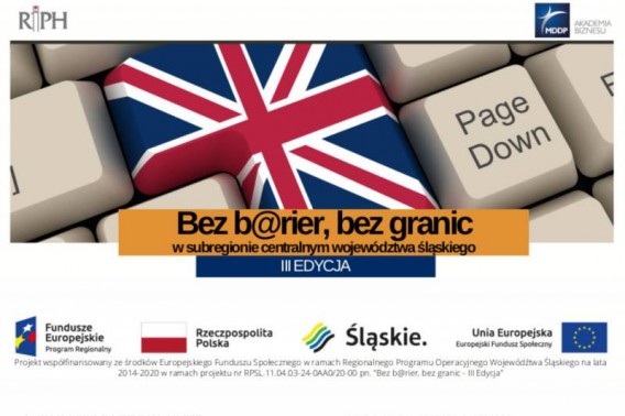 Zestaw logotypów projektu pod klawiaturą