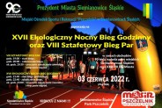 Plakat zapraszający na Sztafetowy Bieg Par i Ekologiczny Nocny Bieg Godzinny