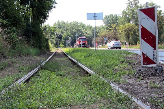 Torowisko tramwajowe przy ul. Katowickiej.