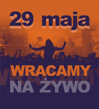 Grafika przedstawia ludzi na koncercie. Dodatkowo znajduje się na niej informacja, że imprezy na…