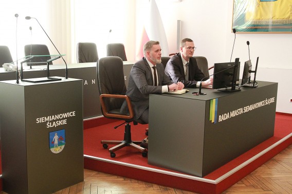 Adam Skowronek, Sekretarz Miasta oraz Adam Cebula, przewodniczący Rady Miasta Siemianowic Śląskich