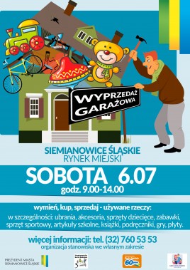 Plakat lipcowej wyprzedaży garażowej