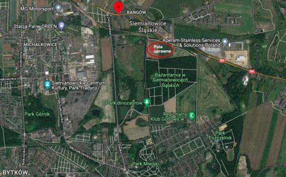 Fragment internetowej mapy Siemianowic Śląskich