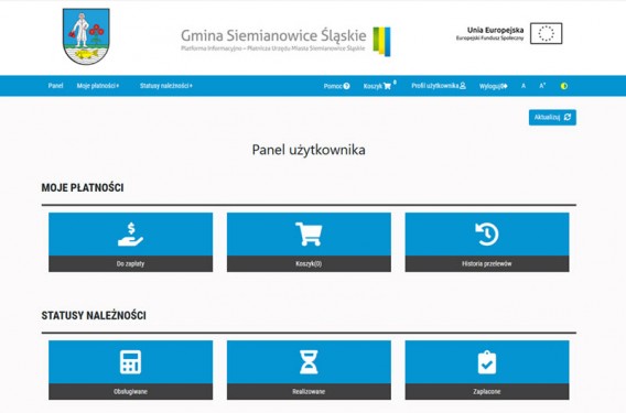 Platforma informacyjno-płatniczea PLIP - zrzut z ekranu aplikacji