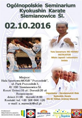 Plakat zapowiadający seminarium z Yuto Sawamurą